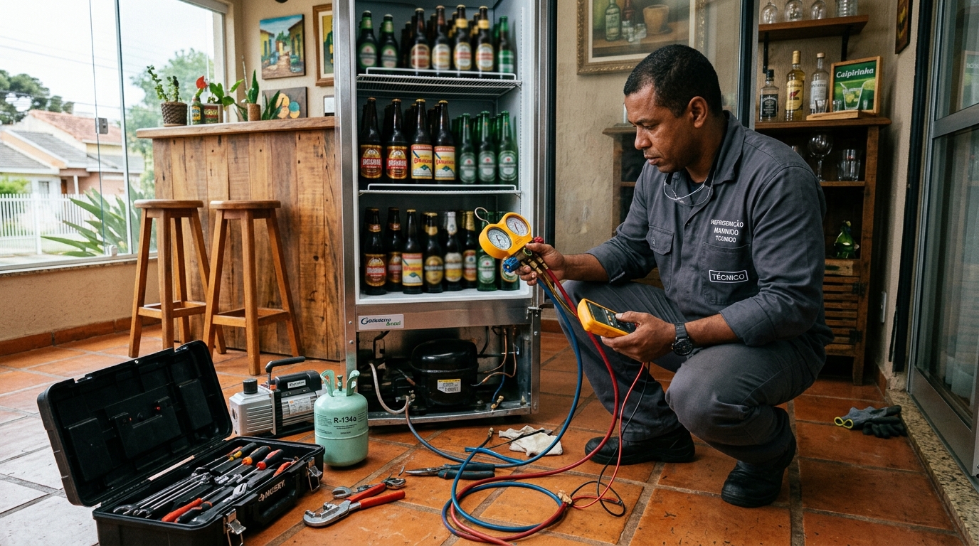 Técnico de conserto de cervejeira em residência em Limeira‑SP