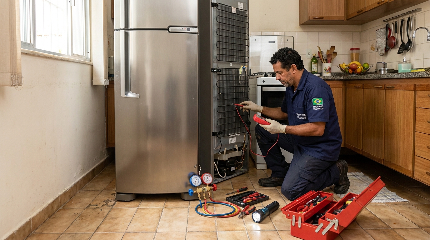 Técnico de conserto de geladeira em residência em Limeira‑SP